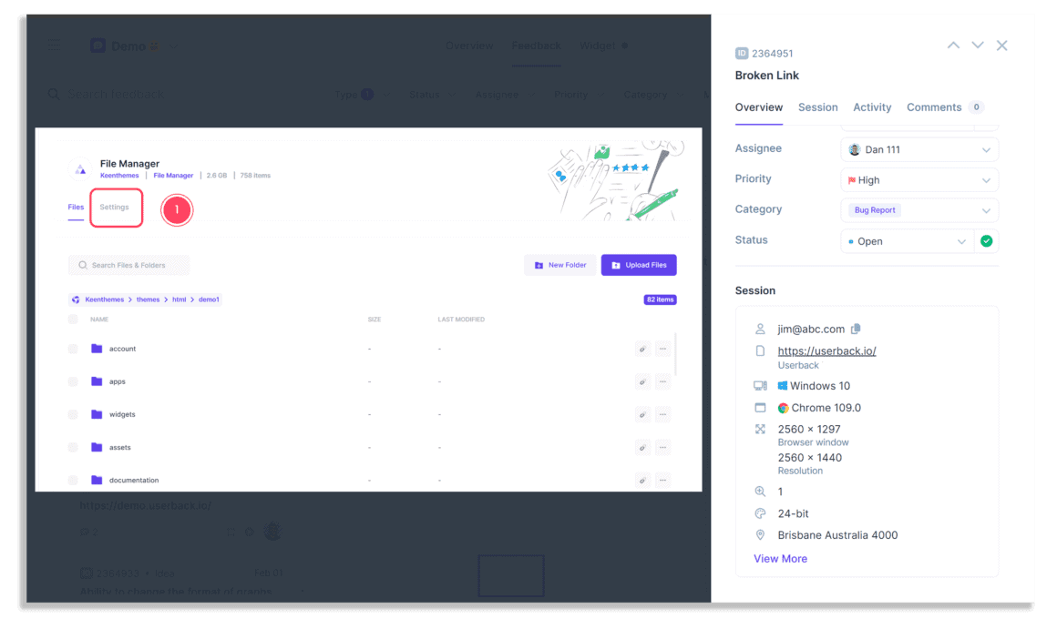 Feedback Widget - View Feedback