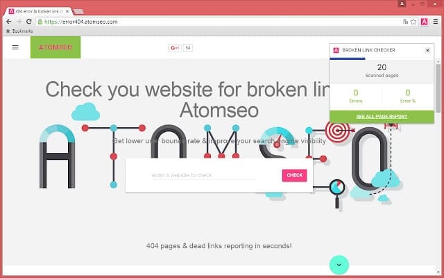 broken link checker highlighting links on a page