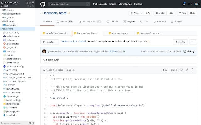 Octotree example with several Github scripts.