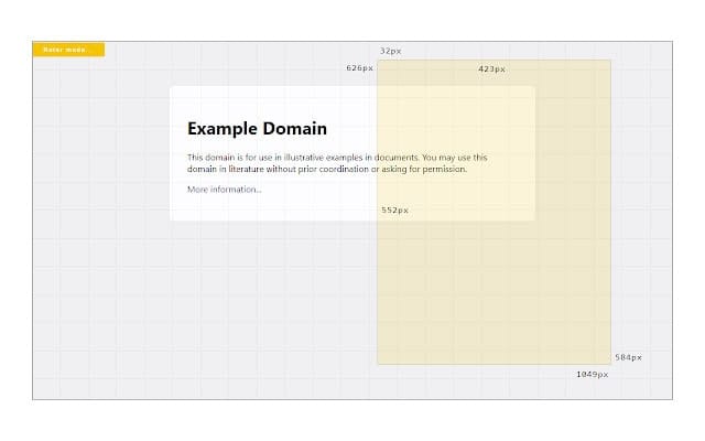 Page Ruler highlighting a section of a screen and measuring.
