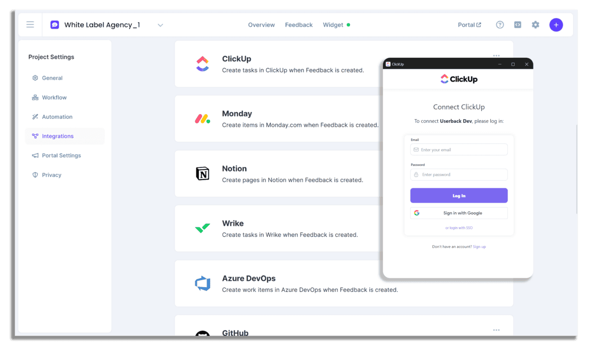 Userback Integrations