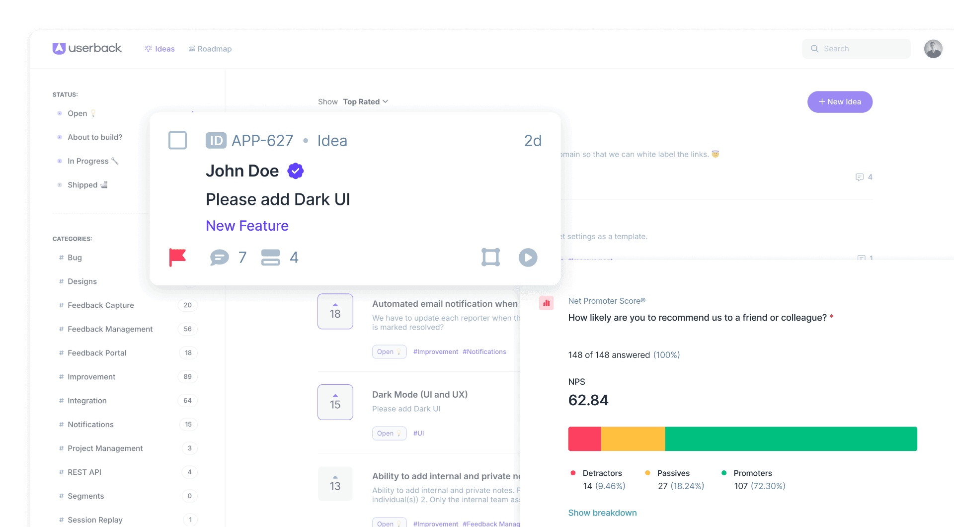 Prioritize product features user data
