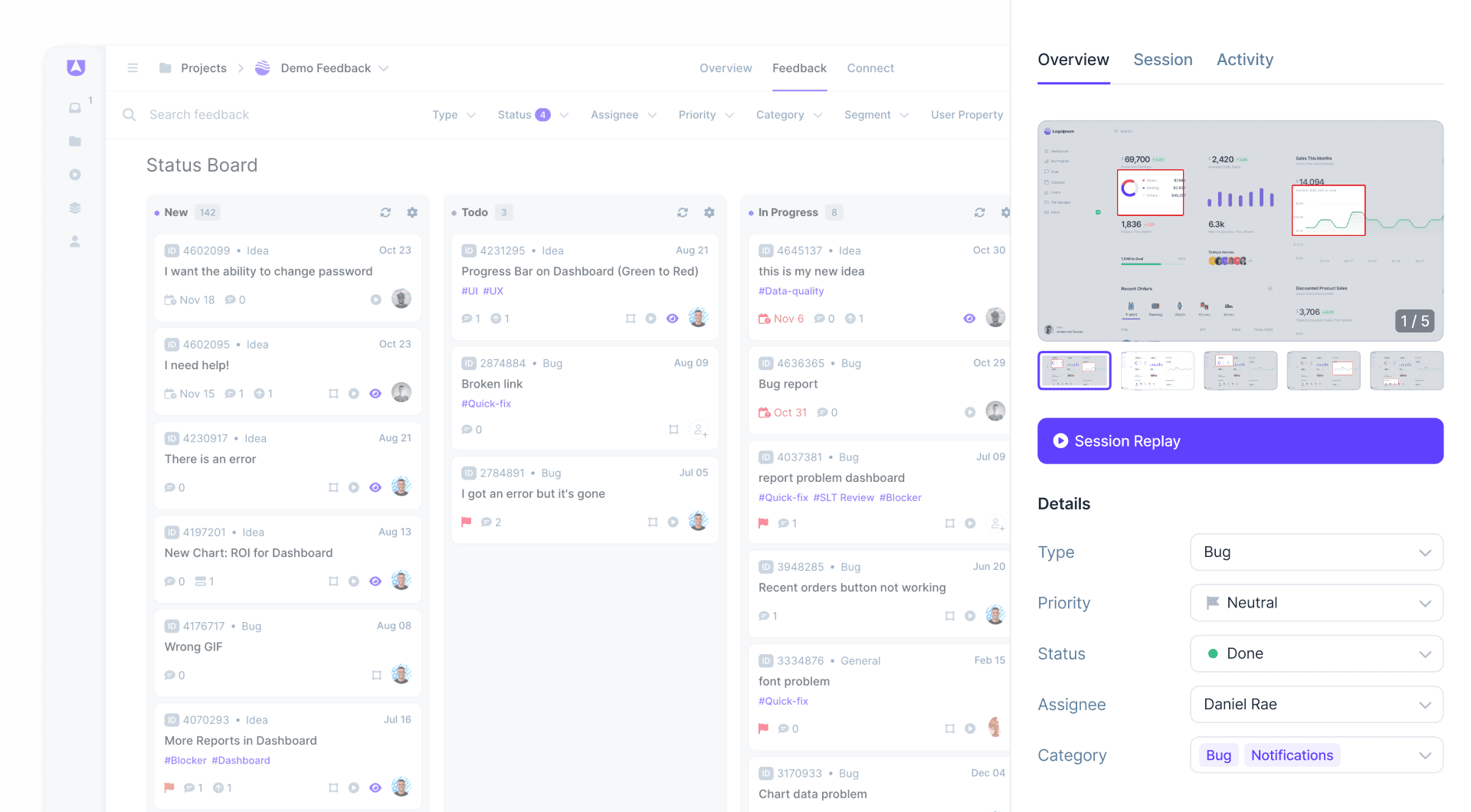User feedback management centralize