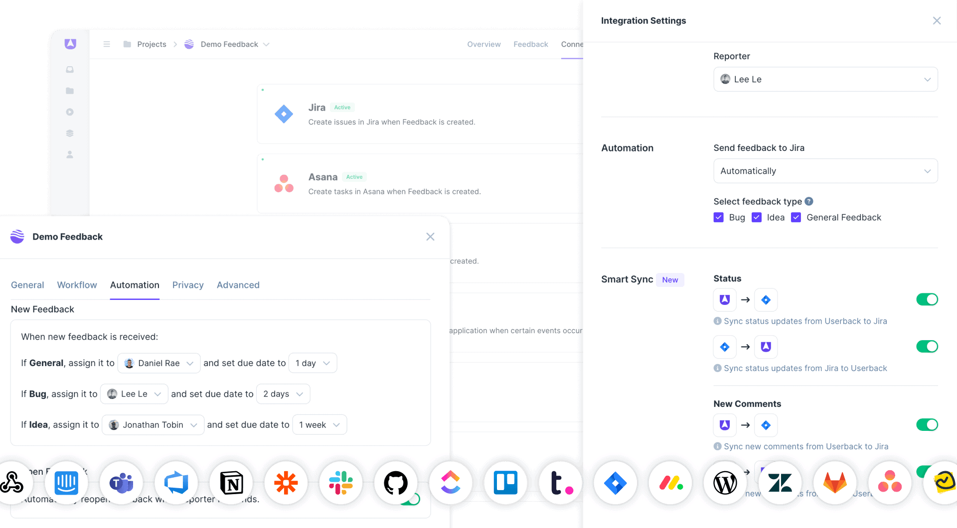 User feedback management workflows