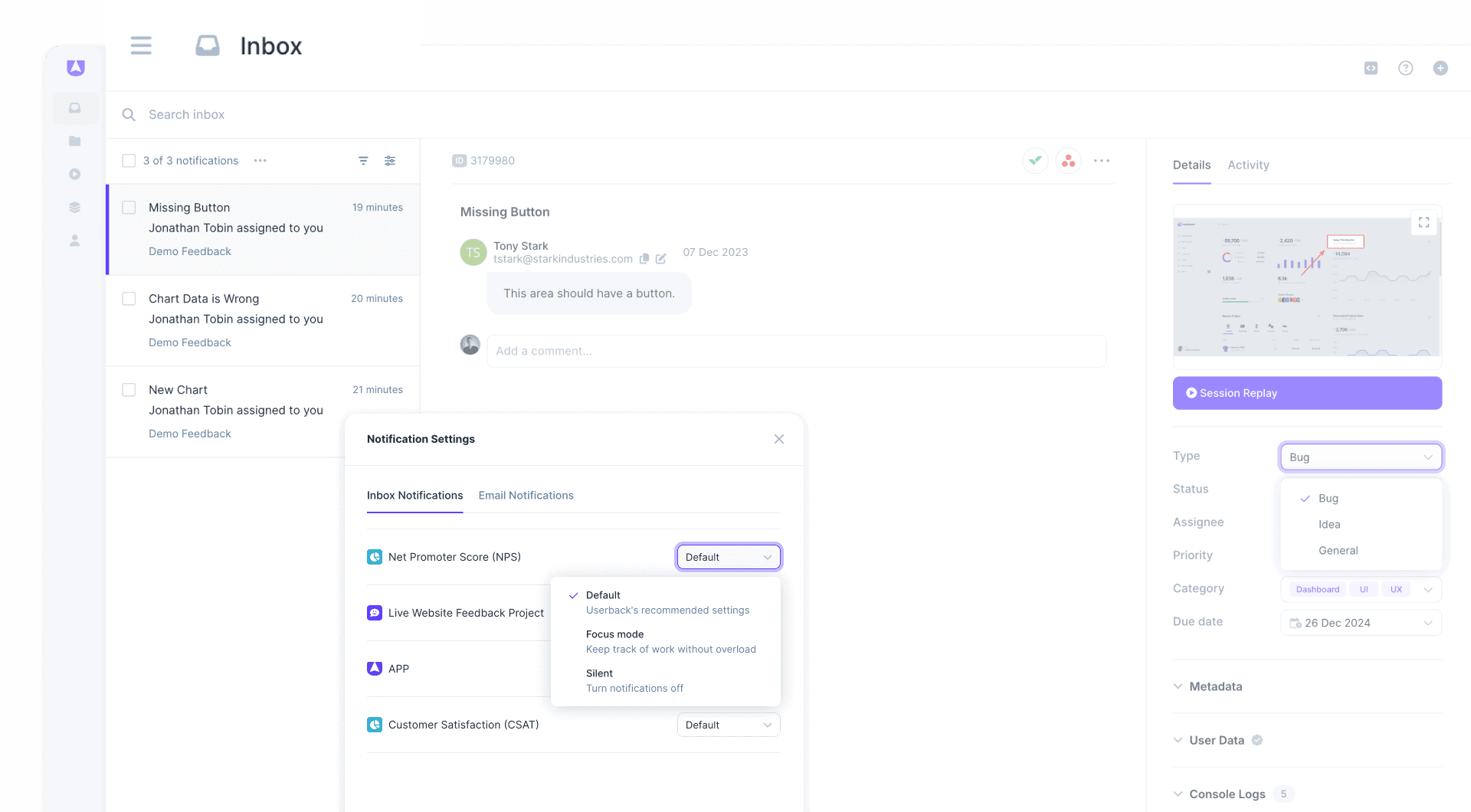 Userback feedback automation ditch email