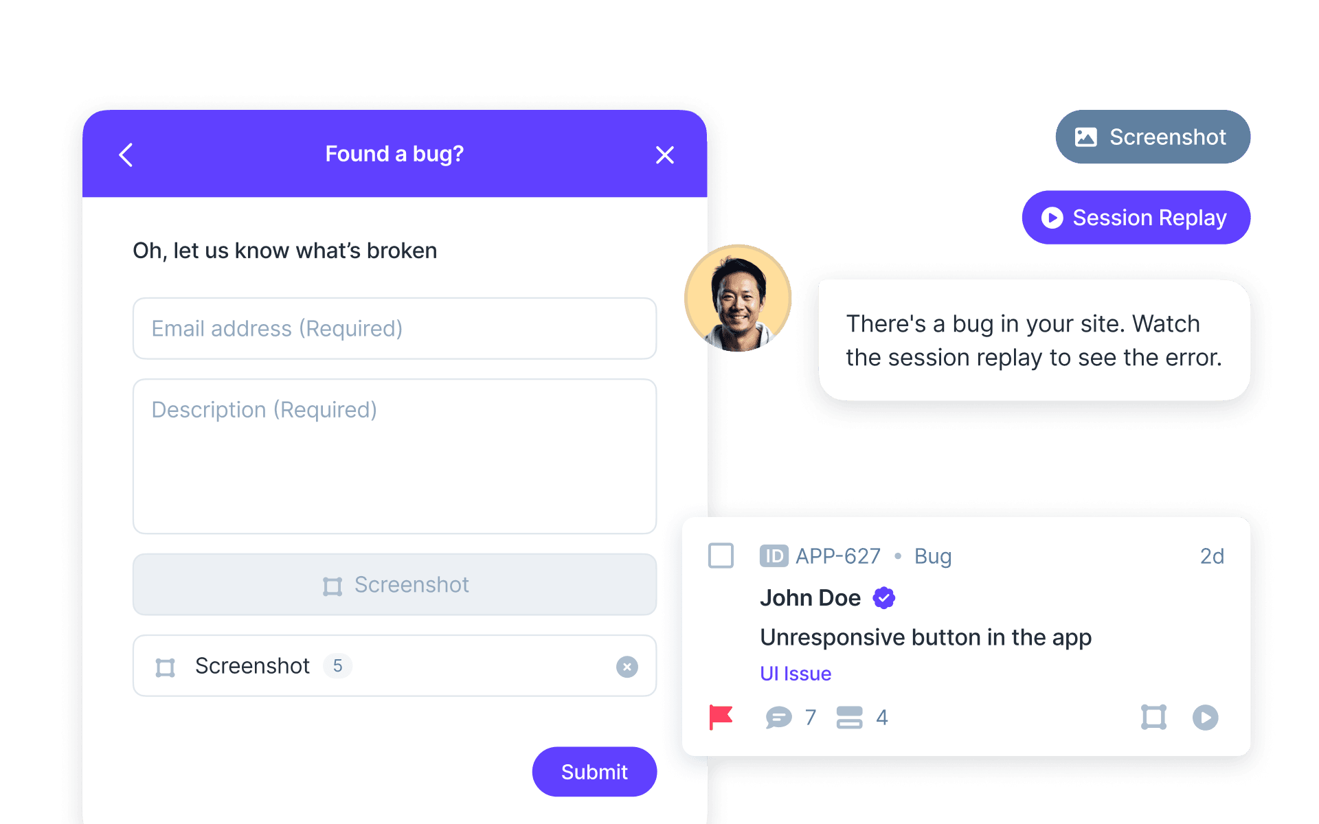 Userback feedback widget hero