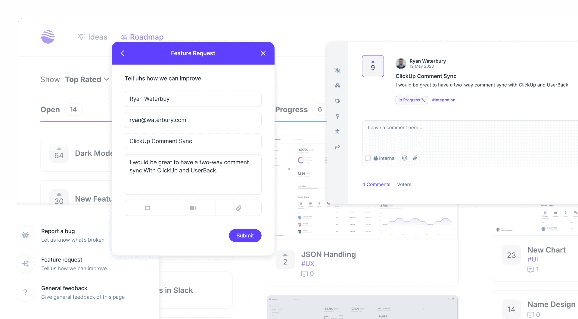 Userback roadmap share product vision