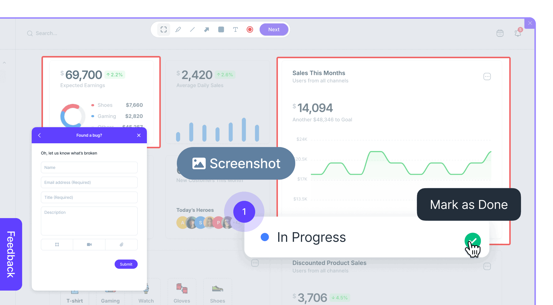Userback screen annotation resolve