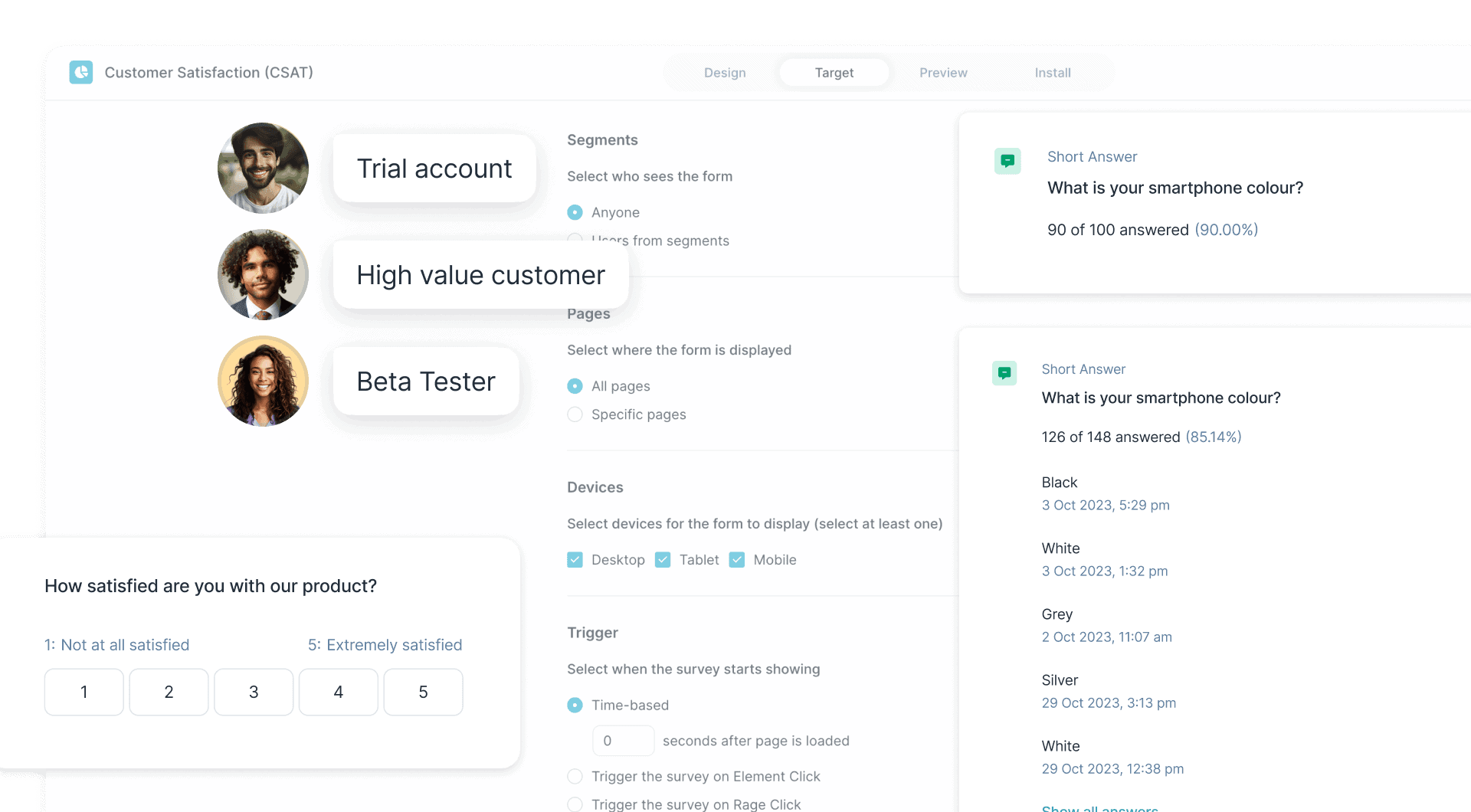 Userback user survey triggers