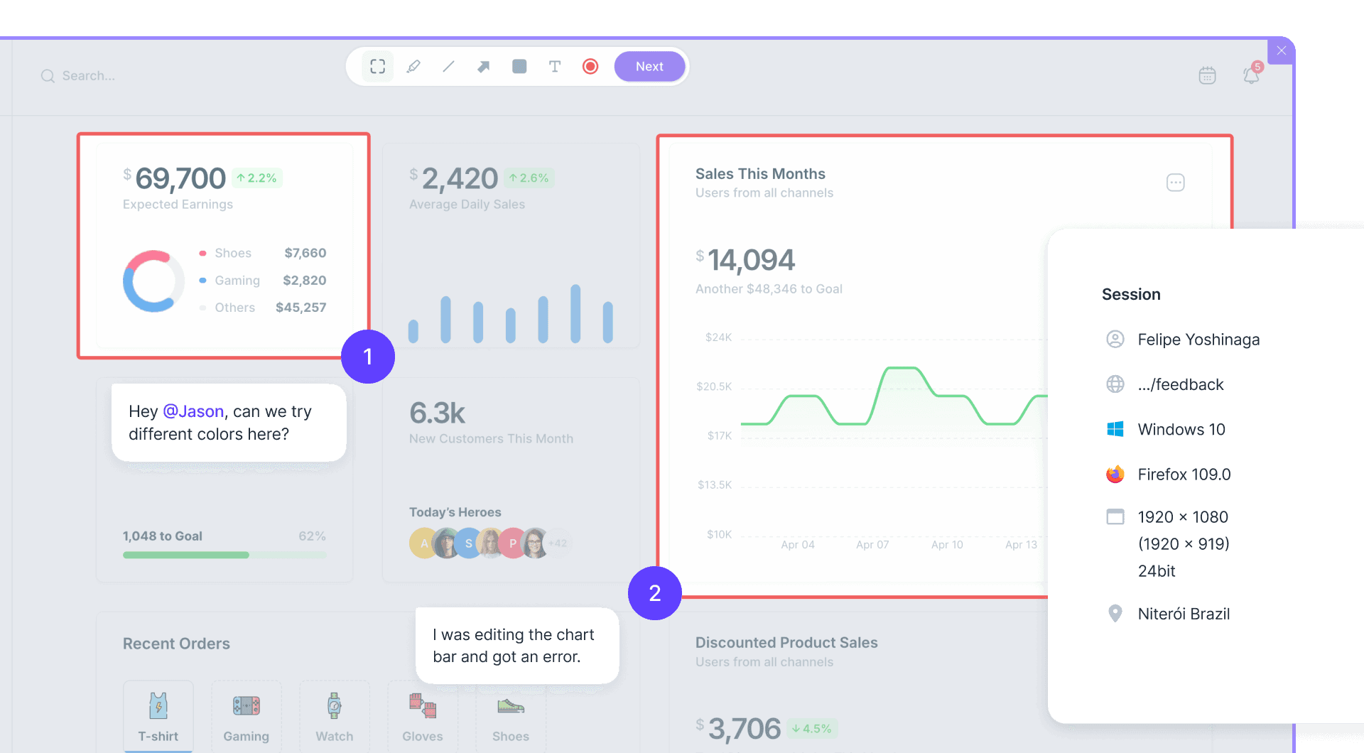 Website feedback tool contextual feedback